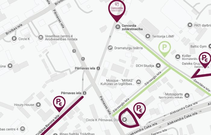 Stāvvietas  blakus Concordia zobārstniecībai